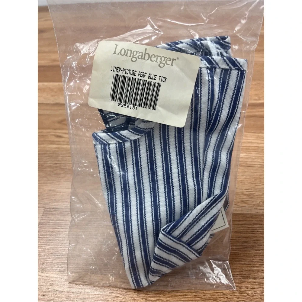 Longaberger Fabric Liner for Picture Perfect Basket in Blue Tick NEW 2359191